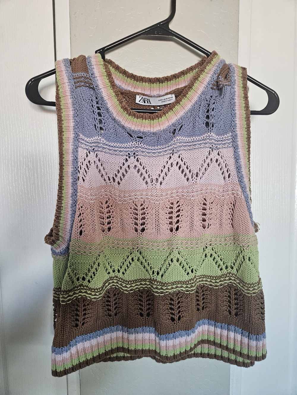 Zara Pastel Striped Knit Tank Top - Blue, Pink, Green, Brown